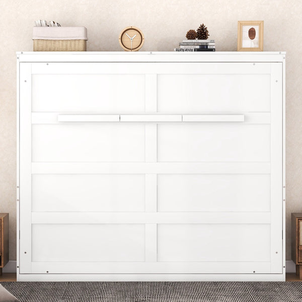 HomeRoots White Wood Queen Murphy Bed – Stylish Space-Saving Design for Small Rooms, Studios, and Guest Areas 592842