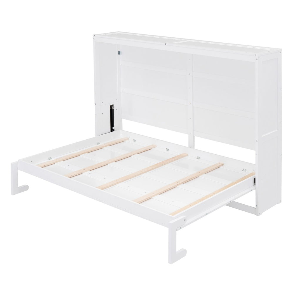 HomeRoots White Wood Queen Murphy Bed – Stylish Space-Saving Design for Small Rooms, Studios, and Guest Areas 592842