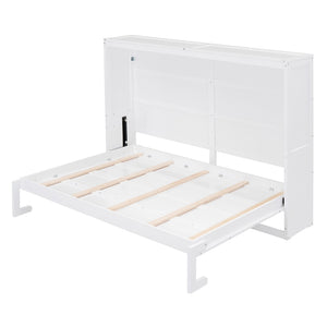 HomeRoots White Wood Queen Murphy Bed – Stylish Space-Saving Design for Small Rooms, Studios, and Guest Areas 592842