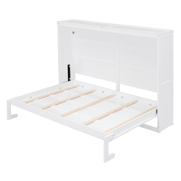 HomeRoots White Wood Queen Murphy Bed – Stylish Space-Saving Design for Small Rooms, Studios, and Guest Areas 592842