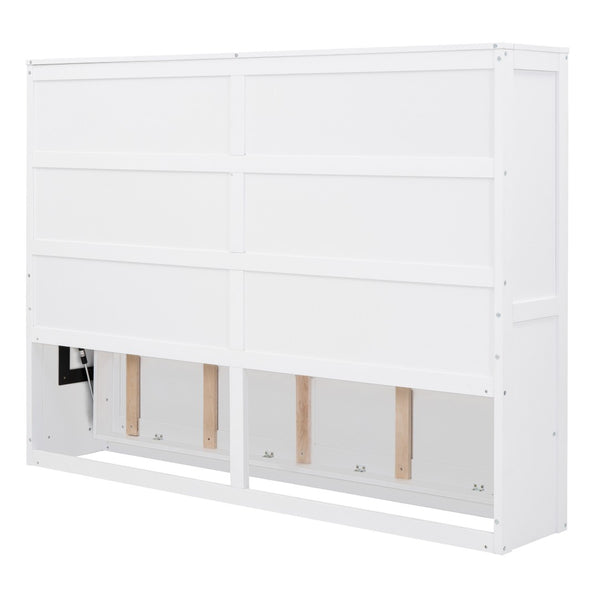 HomeRoots White Wood Queen Murphy Bed – Stylish Space-Saving Design for Small Rooms, Studios, and Guest Areas 592842
