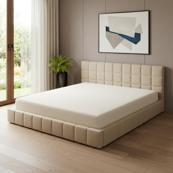 HomeRoots Beige Tufted Upholstered Full Day Bed - Versatile Seating & Sleeping Solution for Any Space 592843