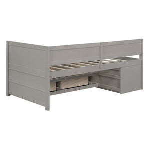 HomeRoots Gray Wood Twin Day Bed with Stylish Drawers - Versatile Seating & Sleeping Solution for Any Space 592845
