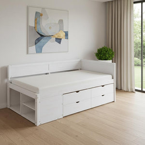 HomeRoots White Wood Twin Day Bed with Drawers – Stylish, Versatile, and Space-Saving Comfort for Any Room! 592846