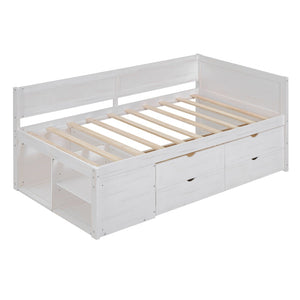 HomeRoots White Wood Twin Day Bed with Drawers – Stylish, Versatile, and Space-Saving Comfort for Any Room! 592846