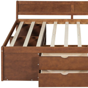 HomeRoots Walnut Wood Full Day Bed with Drawers - Elegant Multi-Functional Design for Stylish Living Spaces 592847