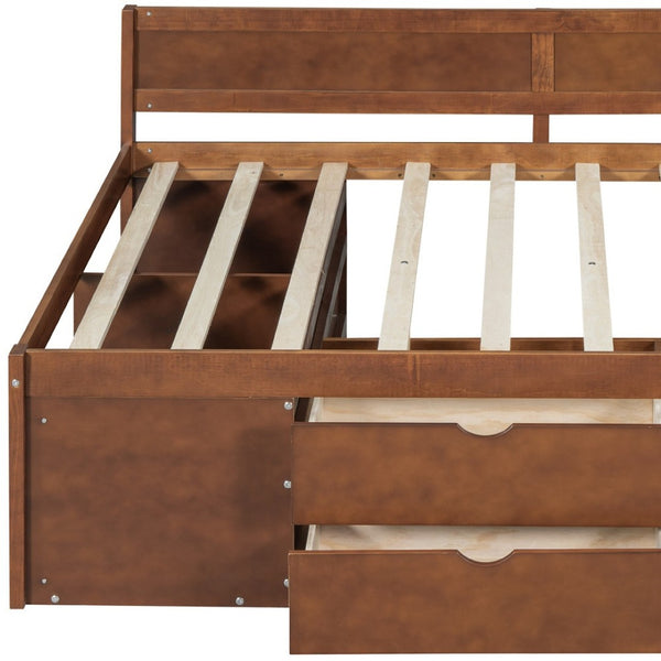 HomeRoots Walnut Wood Full Day Bed with Drawers - Elegant Multi-Functional Design for Stylish Living Spaces 592847