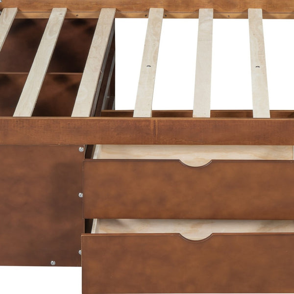 HomeRoots Walnut Wood Full Day Bed with Drawers - Elegant Multi-Functional Design for Stylish Living Spaces 592847