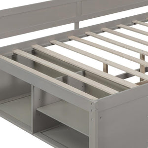 HomeRoots Gray Wood Full Daybed with Drawers - Stylish, Versatile Seating & Sleeping Solution for Any Room 592848