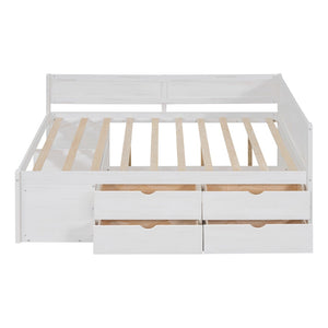 HomeRoots White Wood Full Day Bed with Drawers – Stylish Multi-Functional Sofa & Sleep Solution for Any Space 592849