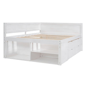 HomeRoots White Wood Full Day Bed with Drawers – Stylish Multi-Functional Sofa & Sleep Solution for Any Space 592849