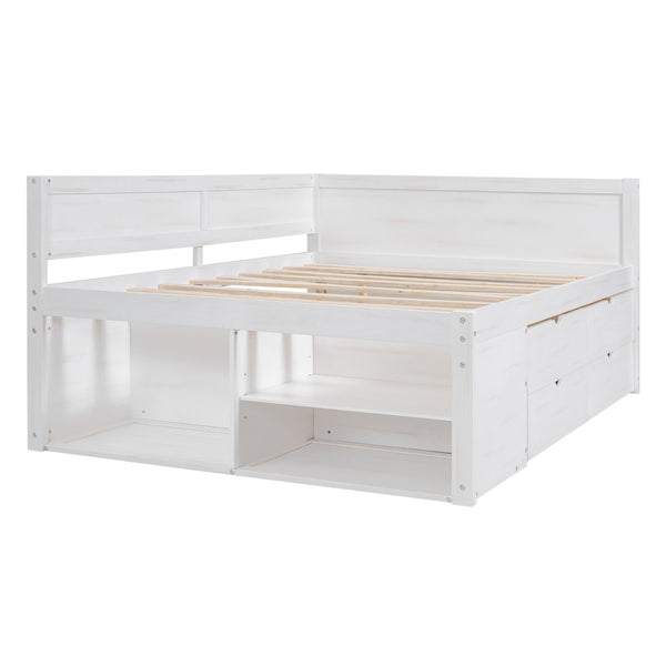 HomeRoots White Wood Full Day Bed with Drawers – Stylish Multi-Functional Sofa & Sleep Solution for Any Space 592849