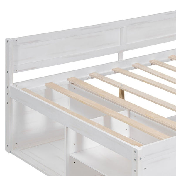 HomeRoots White Wood Full Day Bed with Drawers – Stylish Multi-Functional Sofa & Sleep Solution for Any Space 592849