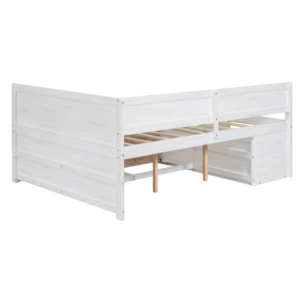 HomeRoots White Wood Full Day Bed with Drawers – Stylish Multi-Functional Sofa & Sleep Solution for Any Space 592849
