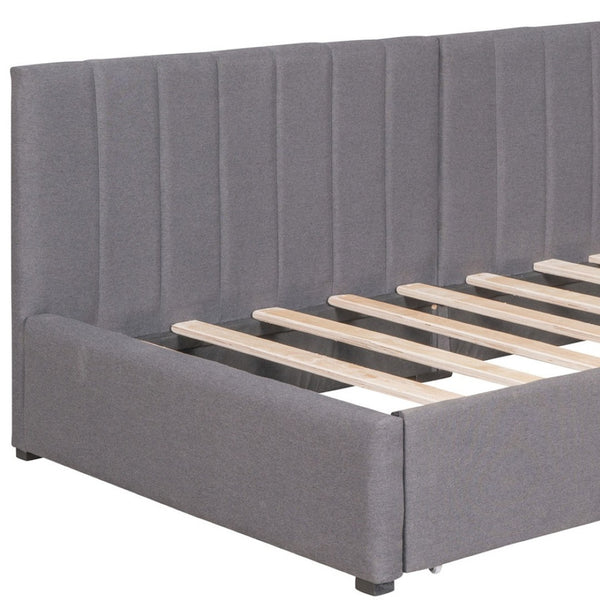 HomeRoots Gray Tufted Upholstered Twin Daybed with Storage Drawers – Stylish, Versatile, and Cozy Design for Any Room 592851