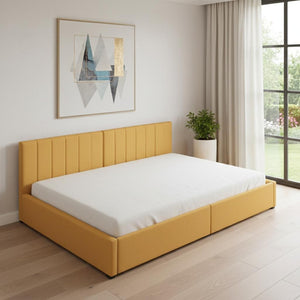 HomeRoots Yellow Tufted Daybed with Drawers – Versatile Twin Sofa Bed for Stylish Small Spaces & Guest Rooms 592853
