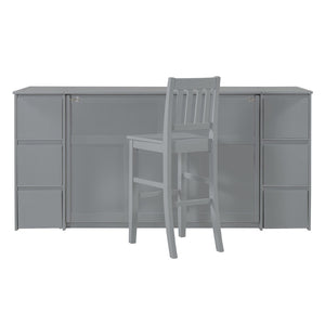 HomeRoots Gray Wood Full Murphy Bed with USB Port - Space-Saving Design, Modern Style for Small Rooms & Guests 592881