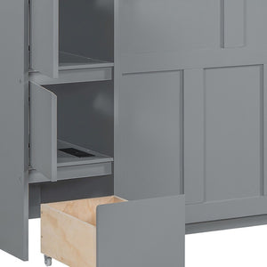 HomeRoots Gray Wood Twin Murphy Bed with USB Port – Space-Saving Design for Small Rooms & Home Offices 592883