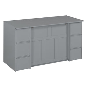 HomeRoots Gray Wood Twin Murphy Bed with USB Port – Space-Saving Design for Small Rooms & Home Offices 592883