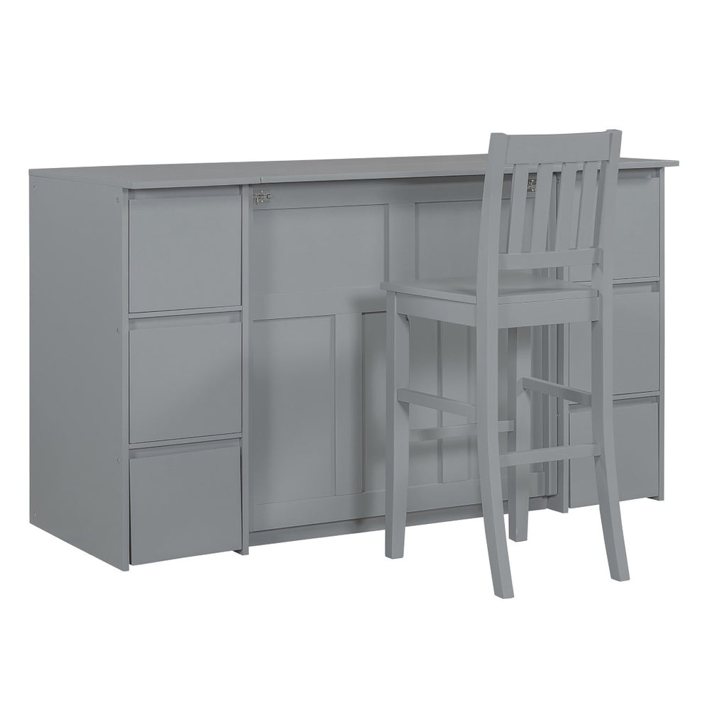 HomeRoots Gray Wood Twin Murphy Bed with USB Port – Space-Saving Design for Small Rooms & Home Offices 592883