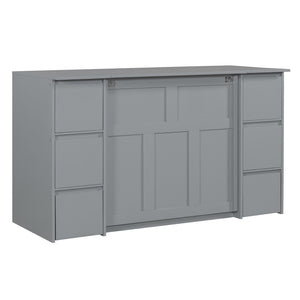 HomeRoots Gray Wood Twin Murphy Bed with USB Port – Space-Saving Design for Small Rooms & Home Offices 592883