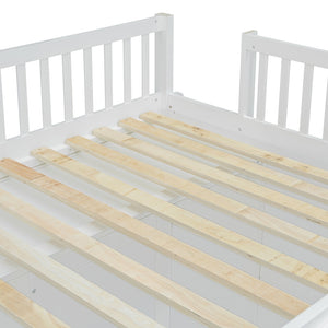 HomeRoots White Four Poster Loft Bed with Integrated Storage - Stylish Double Bed for Small Spaces & Elegance 592886