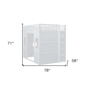 HomeRoots White Four Poster Loft Bed with Integrated Storage - Stylish Double Bed for Small Spaces & Elegance 592886