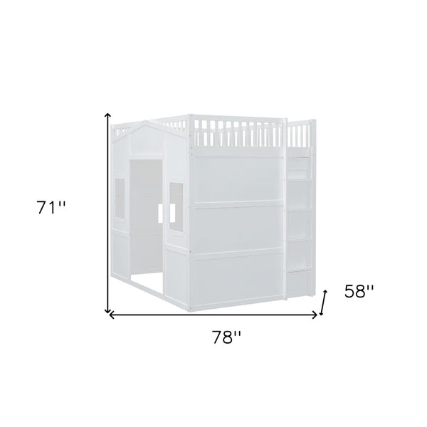HomeRoots White Four Poster Loft Bed with Integrated Storage - Stylish Double Bed for Small Spaces & Elegance 592886