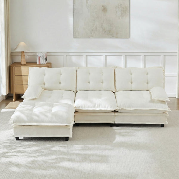 English Elm 107" Modular Cloud Sectional Sofa Deep Seat Chenille Couch for Living Room W714S01678