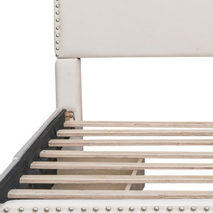 HomeRoots Beige Tufted Upholstered Queen Bed Frame with Drawers - Stylish Storage & Comfort for Your Bedroom 592902