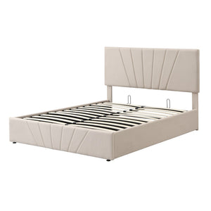 HomeRoots Beige Tufted Upholstered Full Bed Frame - Stylish, Durable Platform Design for Comfort & Versatility 592904