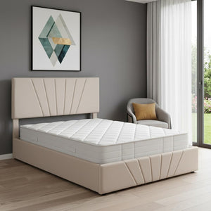 HomeRoots Beige Tufted Upholstered Full Bed Frame - Stylish, Durable Platform Design for Comfort & Versatility 592904
