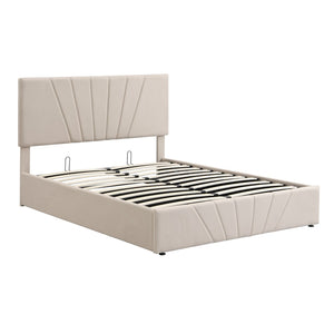 HomeRoots Beige Tufted Upholstered Full Bed Frame - Stylish, Durable Platform Design for Comfort & Versatility 592904