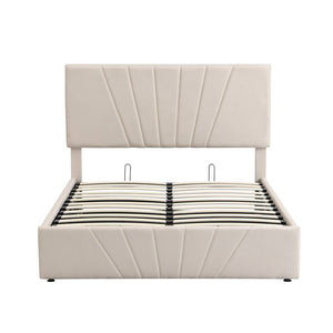 HomeRoots Beige Tufted Upholstered Full Bed Frame - Stylish, Durable Platform Design for Comfort & Versatility 592904