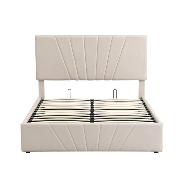 HomeRoots Beige Tufted Upholstered Full Bed Frame - Stylish, Durable Platform Design for Comfort & Versatility 592904