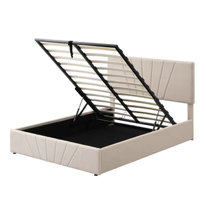HomeRoots Beige Tufted Upholstered Full Bed Frame - Stylish, Durable Platform Design for Comfort & Versatility 592904