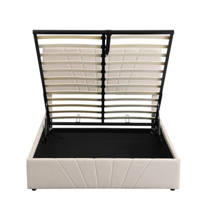 HomeRoots Beige Tufted Upholstered Full Bed Frame - Stylish, Durable Platform Design for Comfort & Versatility 592904