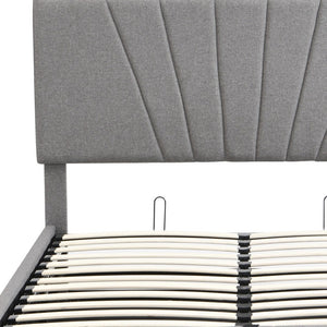 HomeRoots Gray Tufted Upholstered Full Bed Frame - Modern Comfort, Durable Design, Stylish Minimalist Aesthetic 592905