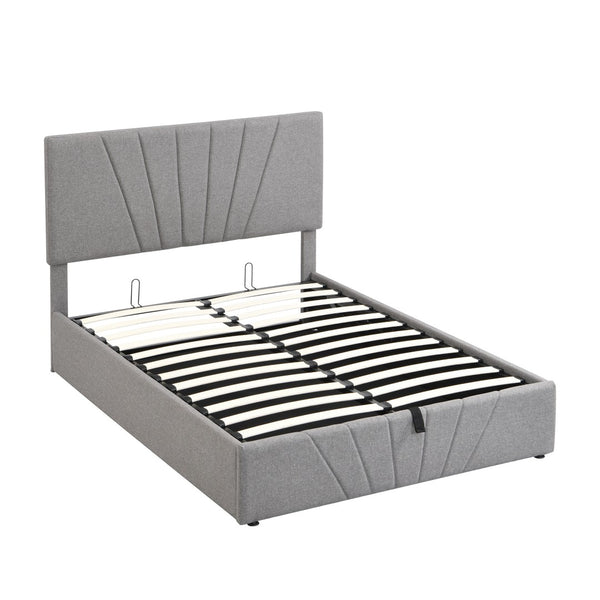 HomeRoots Gray Tufted Upholstered Full Bed Frame - Modern Comfort, Durable Design, Stylish Minimalist Aesthetic 592905