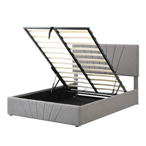 HomeRoots Gray Tufted Upholstered Full Bed Frame - Modern Comfort, Durable Design, Stylish Minimalist Aesthetic 592905