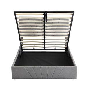 HomeRoots Gray Tufted Upholstered Full Bed Frame - Modern Comfort, Durable Design, Stylish Minimalist Aesthetic 592905