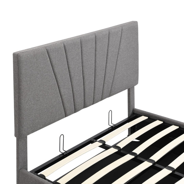 HomeRoots Gray Tufted Upholstered Full Bed Frame - Modern Comfort, Durable Design, Stylish Minimalist Aesthetic 592905