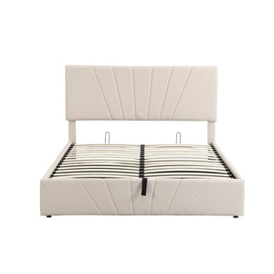 HomeRoots Beige Tufted Faux Leather Queen Bed Frame - Elegant Comfort with Sturdy Support for Modern Bedrooms 592906