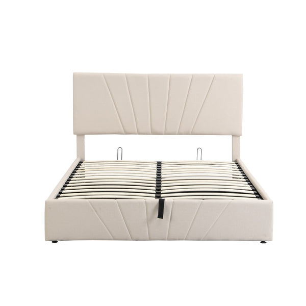 HomeRoots Beige Tufted Faux Leather Queen Bed Frame - Elegant Comfort with Sturdy Support for Modern Bedrooms 592906