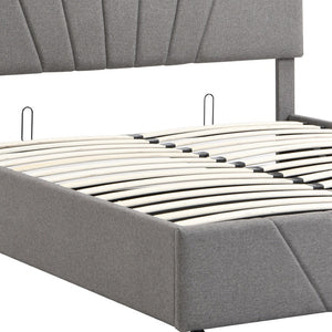 HomeRoots Gray Tufted Faux Leather Queen Bed Frame - Modern, Stylish Upholstered Platform for Ultimate Comfort 592907