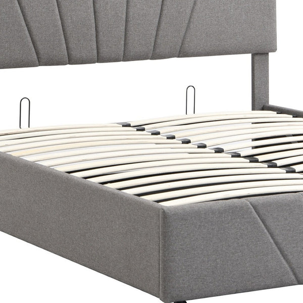 HomeRoots Gray Tufted Faux Leather Queen Bed Frame - Modern, Stylish Upholstered Platform for Ultimate Comfort 592907