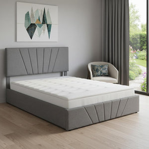 HomeRoots Gray Tufted Faux Leather Queen Bed Frame - Modern, Stylish Upholstered Platform for Ultimate Comfort 592907