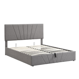 HomeRoots Gray Tufted Faux Leather Queen Bed Frame - Modern, Stylish Upholstered Platform for Ultimate Comfort 592907