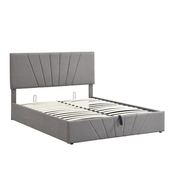 HomeRoots Gray Tufted Faux Leather Queen Bed Frame - Modern, Stylish Upholstered Platform for Ultimate Comfort 592907