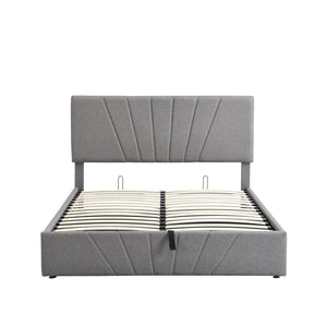 HomeRoots Gray Tufted Faux Leather Queen Bed Frame - Modern, Stylish Upholstered Platform for Ultimate Comfort 592907